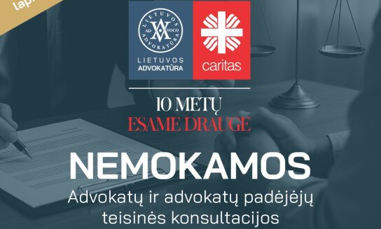 Caritas kviečia suskubti registruotis į nemokamas advokatų konsultacijas