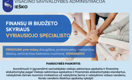 Skelbiamas konkursas Visagino savivaldybės administracijos Finansų ir biudžeto skyriaus...