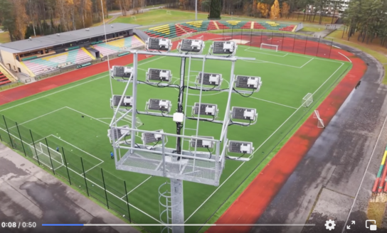 Visaginas – moderniausio UEFA lygio stadiono apšvietimo šeimininkas