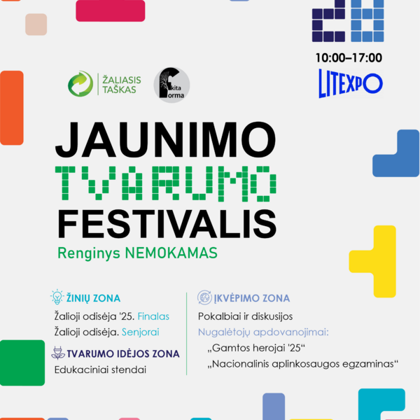 Lapkričio 28 d. vyks nemokamas aplinkosauginis renginys – „Jaunimo tvarumo festivalis“