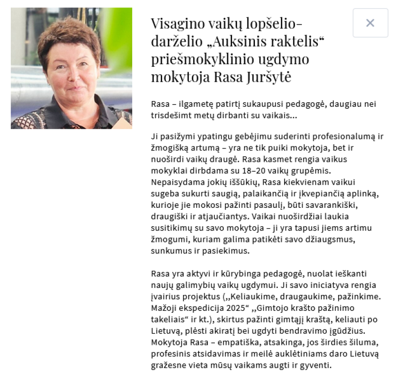 Kviečiame balsuoti už Rasą Juršytę, išrinktą „Geriausio vaiko draugo“ nominacijai