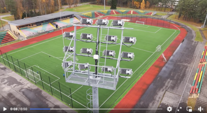 Visaginas – moderniausio UEFA lygio stadiono apšvietimo šeimininkas
