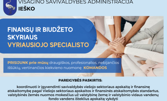 Skelbiamas konkursas Visagino savivaldybės administracijos Finansų ir biudžeto skyriaus...