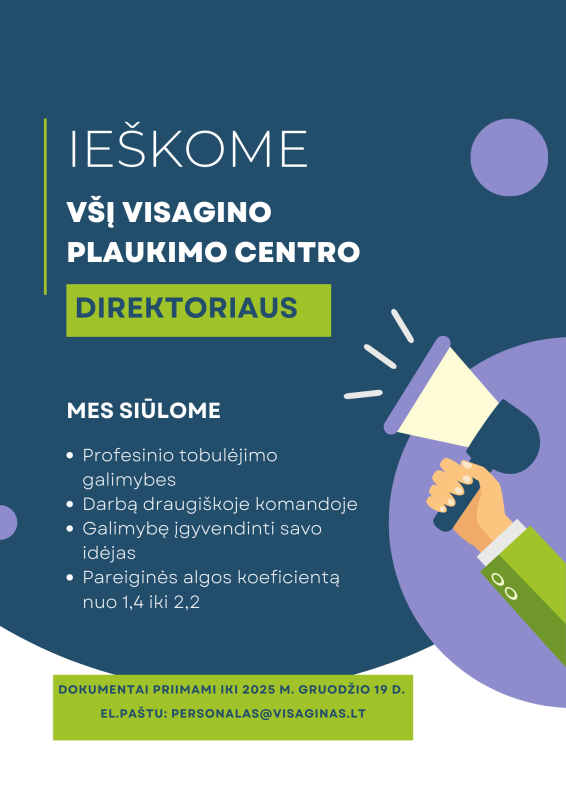 Skelbiamas konkursas Viešosios įstaigos Visagino plaukimo centro direktoriaus pareigoms eiti