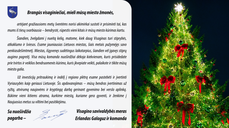 Visagino savivaldybės meras sveikina didžiųjų švenčių proga!