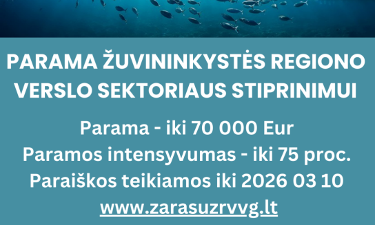 Kviečiame teikti vietos projekto įgyvendinimo planus žuvininkystės verslui