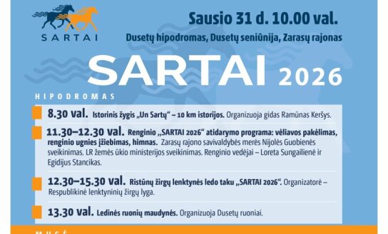 Legendinės žirgų lenktynės „Sartai 2026“ sugrįžta į Dusetas: azartas ant hipodromo ledo ir...