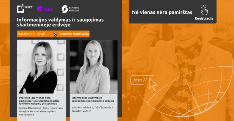 Projektas „Nė vienas nėra pamirštas“ kviečia į nuotolinę paskaitą