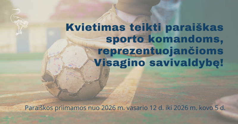 Kvietimas teikti paraiškas sporto komandoms, reprezentuojančioms Visagino savivaldybę!