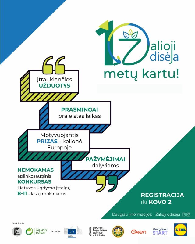 Kviečiame 8–11 klasių moksleivius dalyvauti konkurse „Žalioji odisėja ’26“