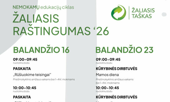 „Žaliasis taškas“ kviečia prisijungti prie nemokamų nuotolinių edukacijų ciklo