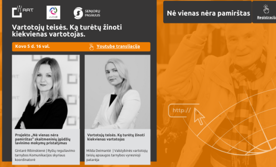 Projektas „Nė vienas nėra pamirštas“ kovo 5 d. kviečia į nuotolinę paskaitą!