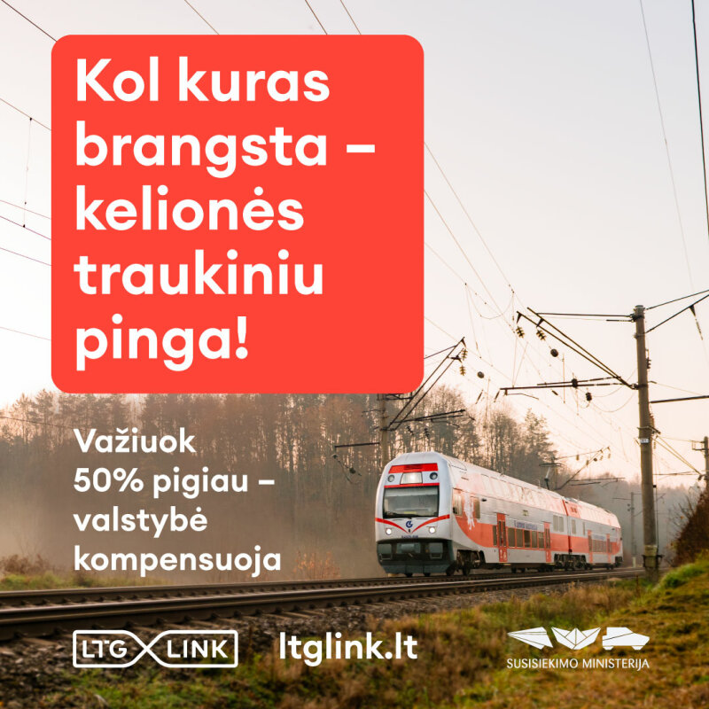 Nuo balandžio 1 iki gegužės 31 d. keleiviai galės įsigyti 50 % pigesnius traukinių bilietus...
