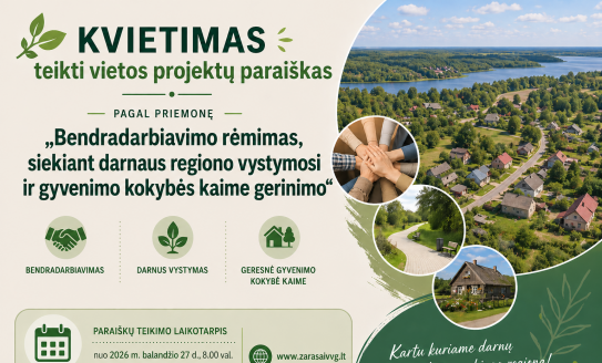 Zarasų-Visagino regiono VVG kviečia teikti veiklų vietos projektų paraiškas ir dalyvauti kvietimo...
