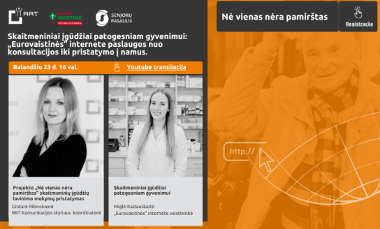 Projekto „Nė vienas nėra pamirštas“ nuotolinė paskaita „Eurovaistinės internete paslaugos nuo...