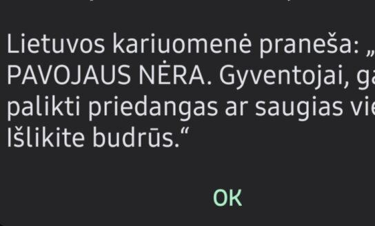 Lietuvos kariuomenė praneša: DĖL DRONO TIKĖTINAS ORO PAVOJUS