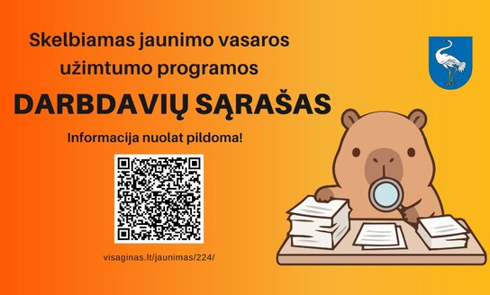 Skelbiamas Visagino savivaldybės vasaros užimtumo programos darbdavių sąrašas