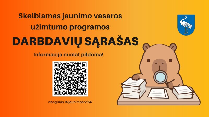 Skelbiamas Visagino savivaldybės vasaros užimtumo programos darbdavių sąrašas