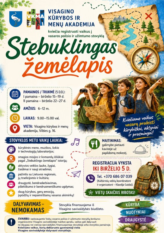 Kviečiame registruoti vaikus į vasaros poilsio ir užimtumo stovyklą „Stebuklingas žemėlapis“