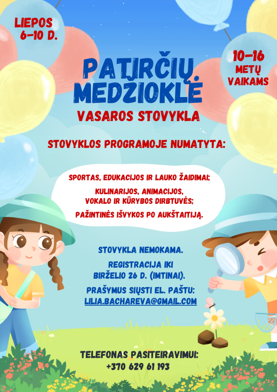 Liepos 6–10 d. kviečiame į vasaros stovyklą!