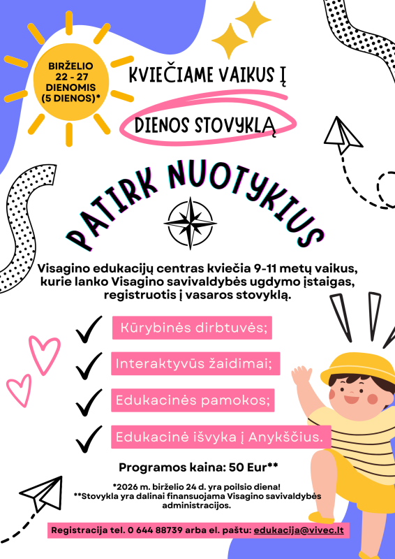 Visagino edukacijų centras kviečia registruoti vaikus į stovyklas!