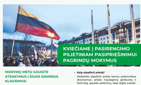 Kviečiame registruotis į nemokamus Pasirengimo pilietiniam pasipriešinimui pagrindų mokymus!
