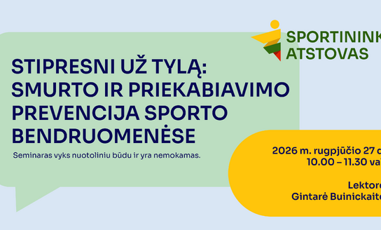 Kviečia į seminarą „Smurto ir priekabiavimo prevencija sporto organizacijose“