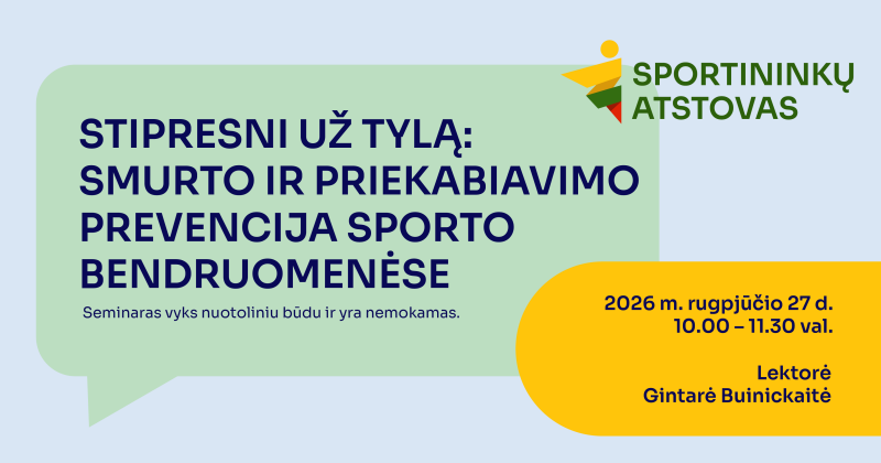 Kviečia į seminarą „Smurto ir priekabiavimo prevencija sporto organizacijose“