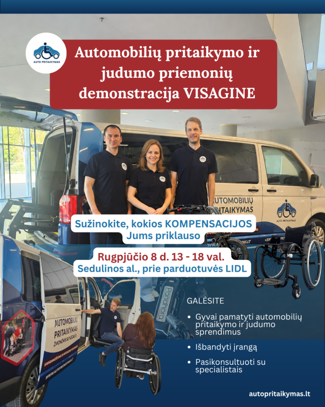 Automobilių pritaikymo ir judumo priemonių demonstracija Visagino miesto šventėje