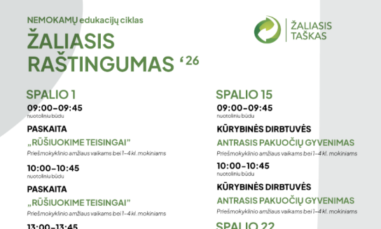 „Žaliasis taškas“ kviečia prisijungti prie NEMOKAMŲ nuotolinių edukacijų ciklo „Žaliasis...