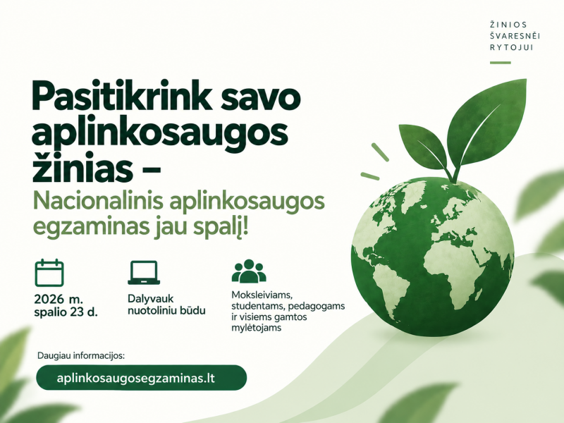 Nacionalinis aplinkosaugos egzaminas jau spalį