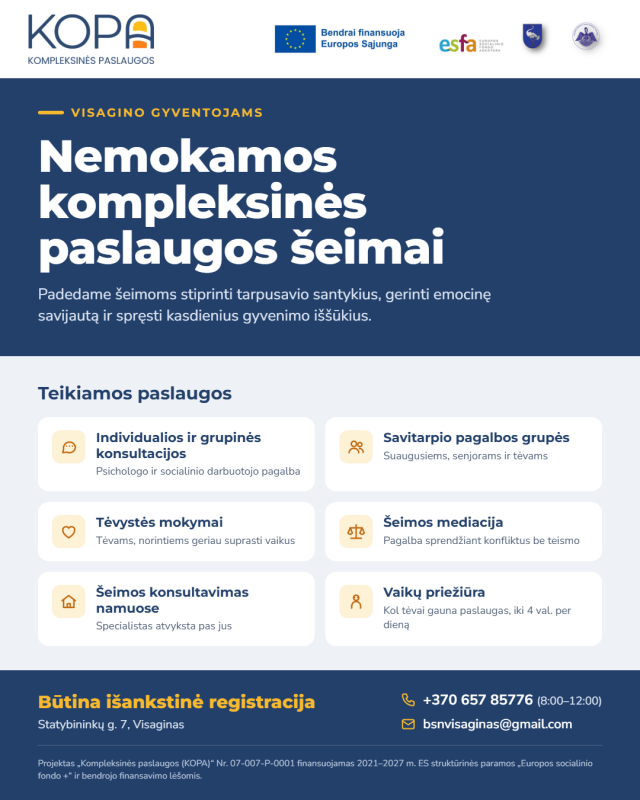 Nemokamos kompleksinės paslaugos šeimai